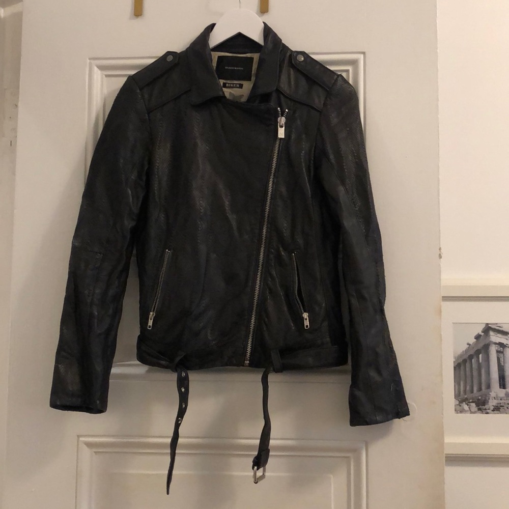 Scotch & Soda black leather textured jacket